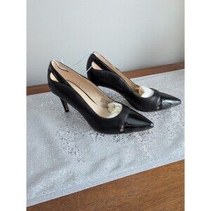 Violet & Red Perry Heels Women's 7 Black Patent Leather Cutout Pumps Barbie Shoe